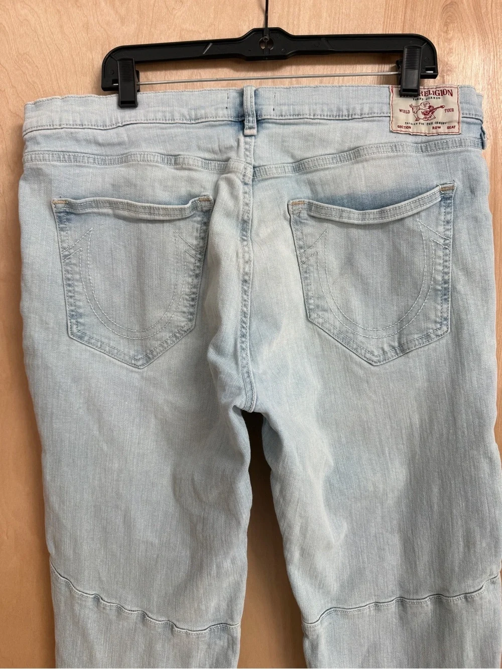True Religion Rocco Moto Relaxed Skinny Jeans Light Wash Intense Stretch: 36